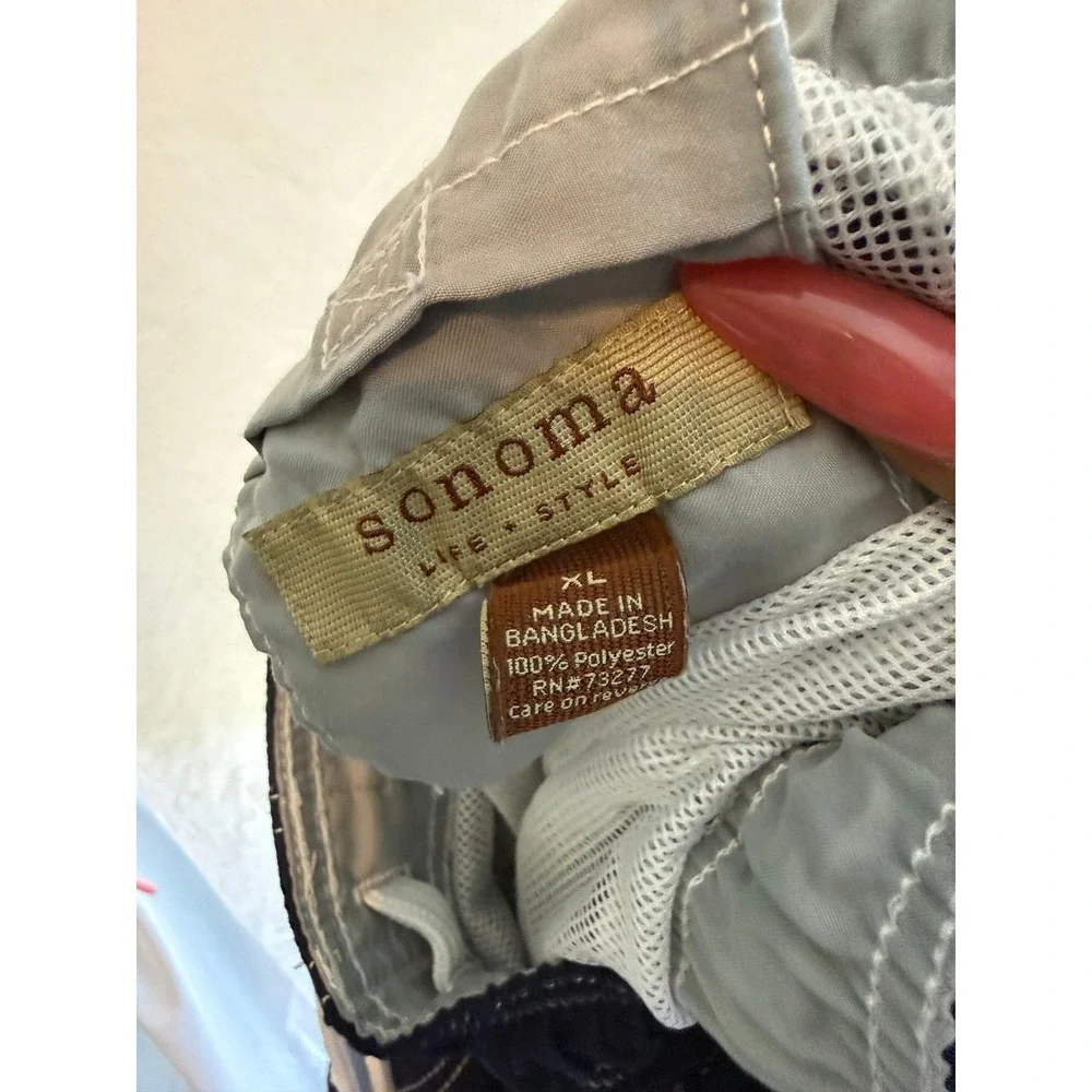 Sonoma Life Style Mens XL Swim Trunks‎ Navy Blue Cargo Board Shorts Mesh Lining